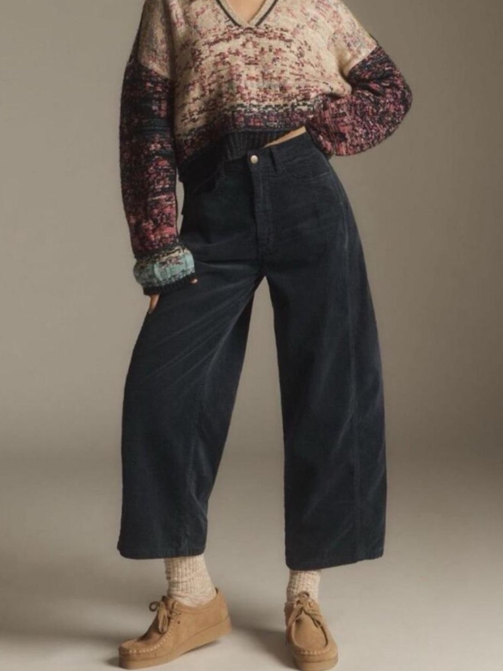 Pilcro Kenna Mid-Rise Heritage Barrel Jean Corduroy Pants Navy Anthropologie 24